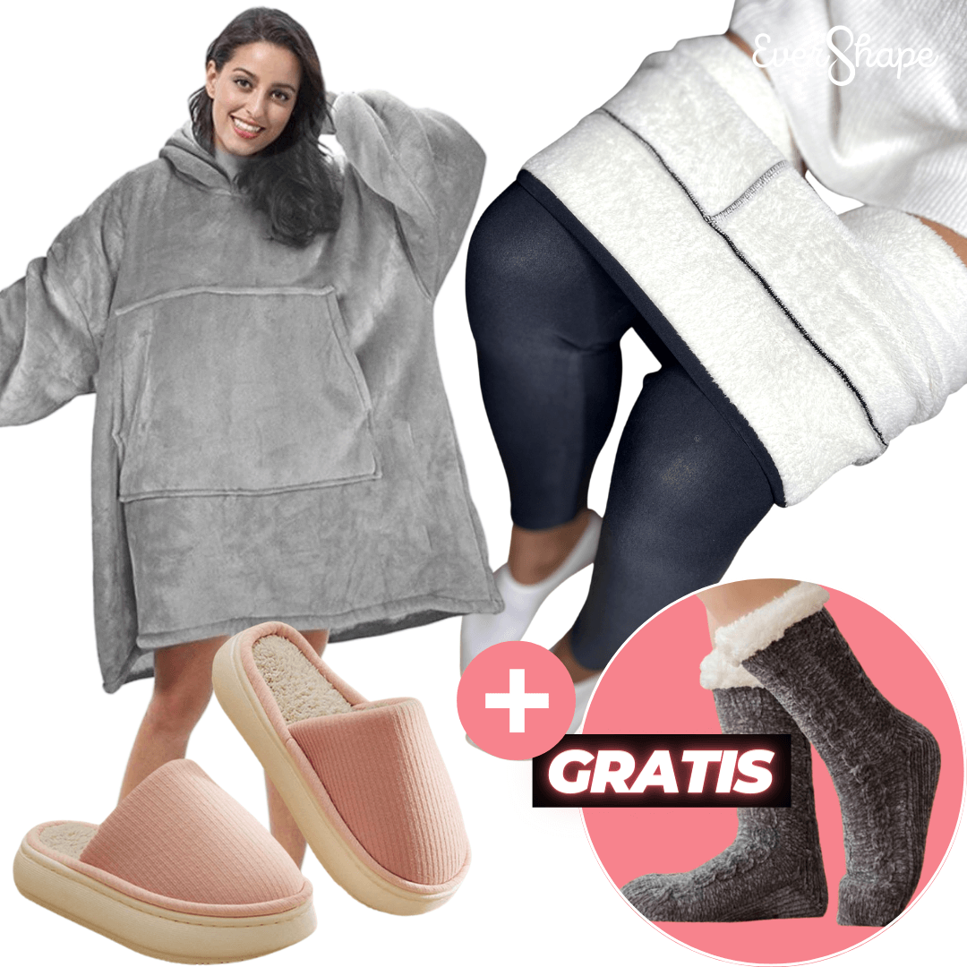 EverShape™ VIP BUNDLE: XXL Decken-Hoodie + Thermo-Leggings + CosySlides + GRATIS Thermo-Socken